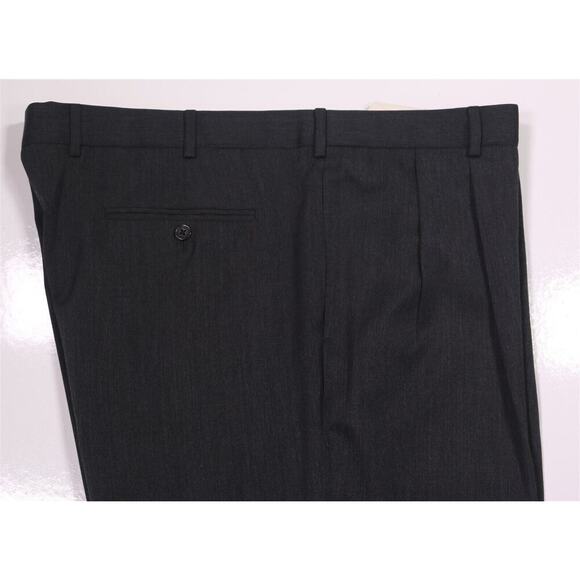 Brooks Brothers Madison Solid Gray Pleated Wool Dress Pants Trousers 44x32 - Picture 2 of 8